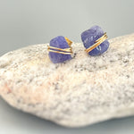 Raw Tanzanite Stud Earrings Organic Gemstone Stud Earrings