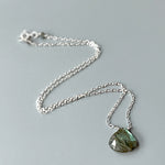 Labradorite Necklace, Sterling Silver Large Gemstone Pendant Handmade Labradorite Jewelry Minimalist necklace for woman