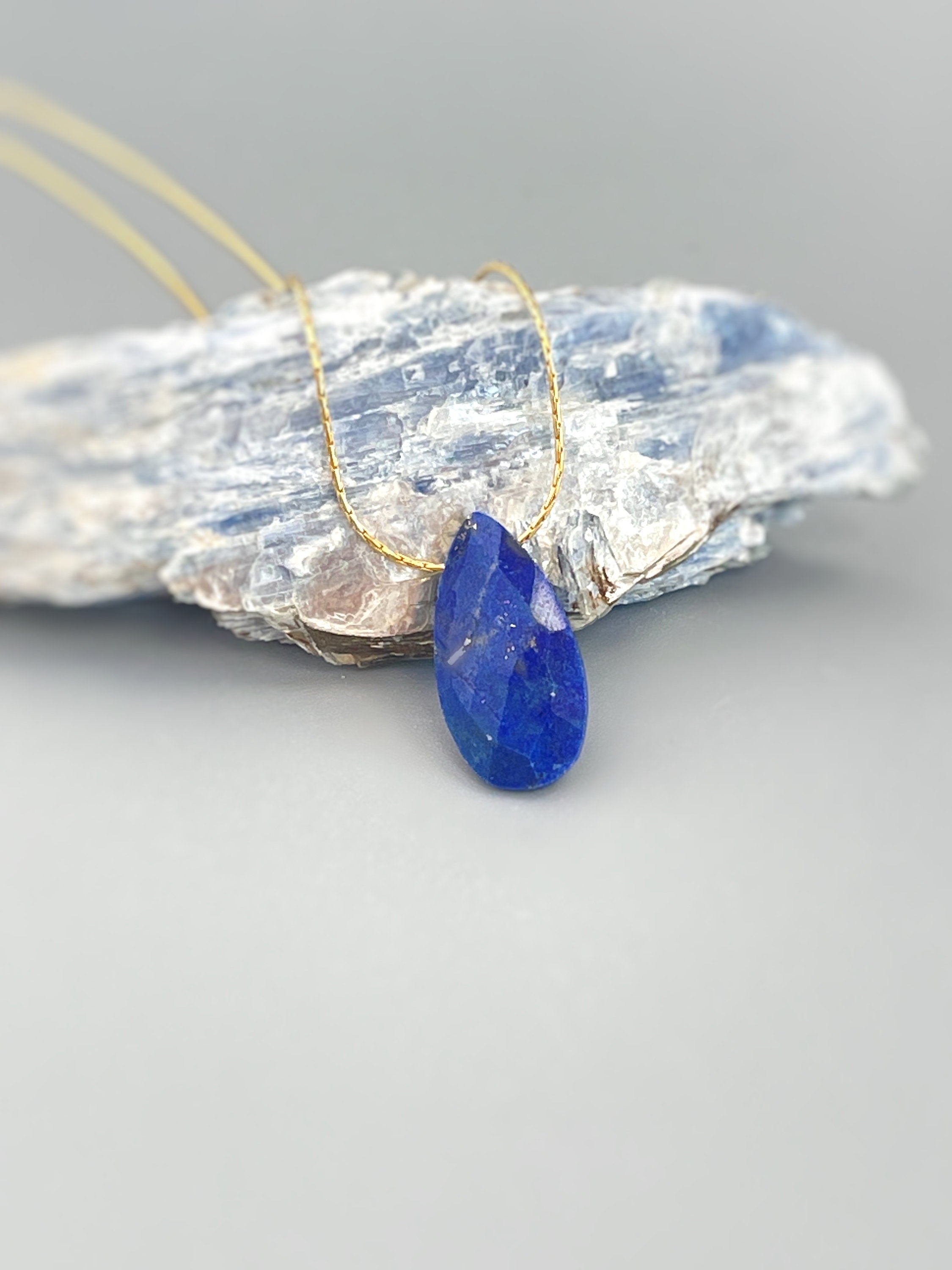 Lapis Necklace Gemstone Solitaire Necklace