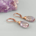 Ametrine Earrings Solid 14k Gold, Rose Gold