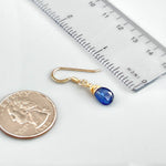Dainty Blue Kyanite Gemstone earrings dangle drop teardrop Gold, Sterling Silver