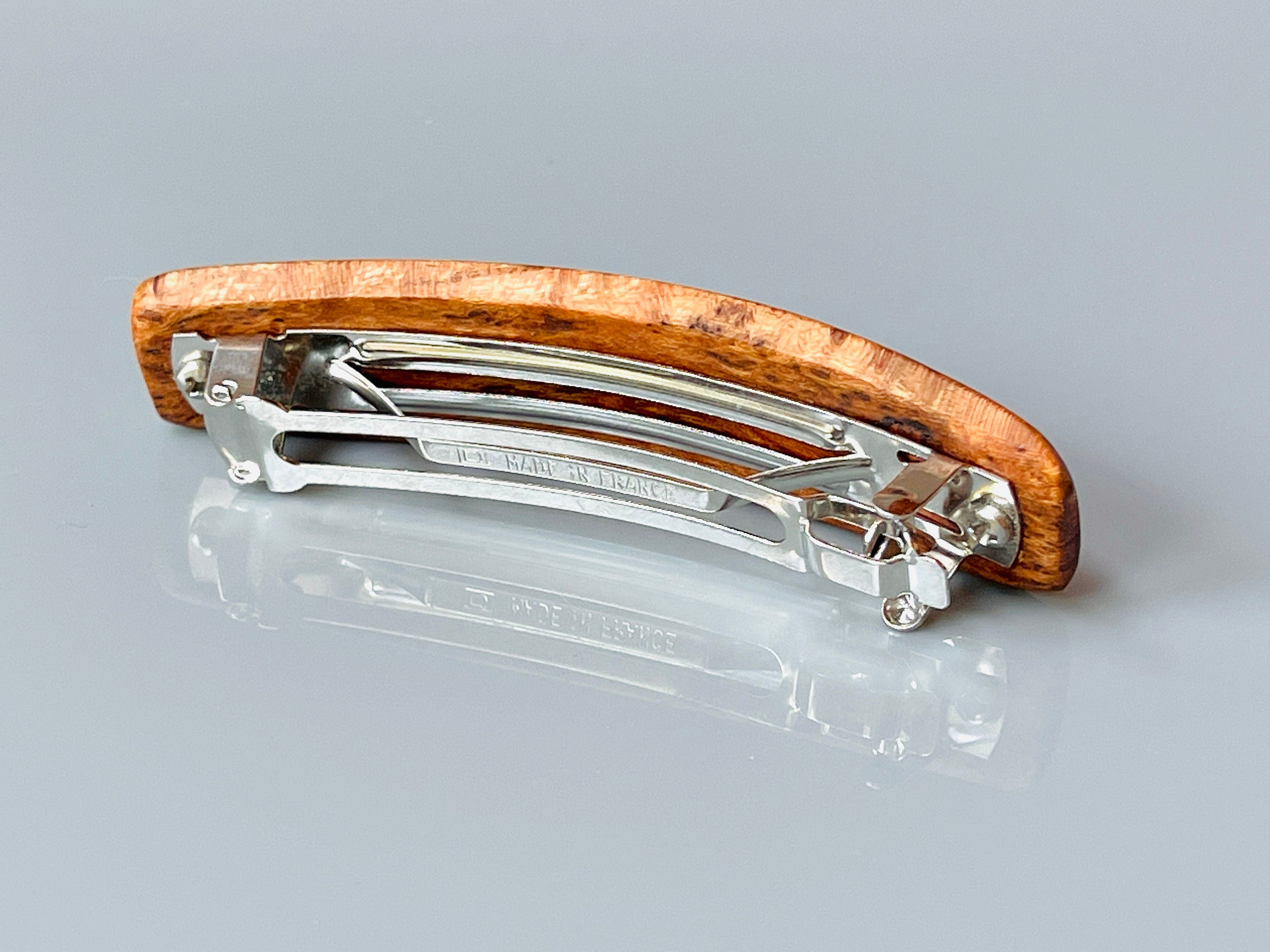 Hair Clip for Women Wood Barrette for long hair Pyinma Burl Medium Minimalist Plain Hair Clip Claw Handmade 5th Anniversary gift for Wife