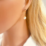 Minimalist Pearl Earrings dangle 14k Gold, Sterling Silver Dainty Drop Earrings