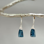 Kyanite Earrings Dangle drop Sterling Silver Leverback