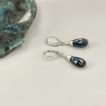 Deep and Dark Faceted Labradorite earrings, Labradorite Leverback Earrings