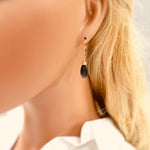 Deep and Dark Faceted Labradorite earrings, Labradorite Leverback Earrings