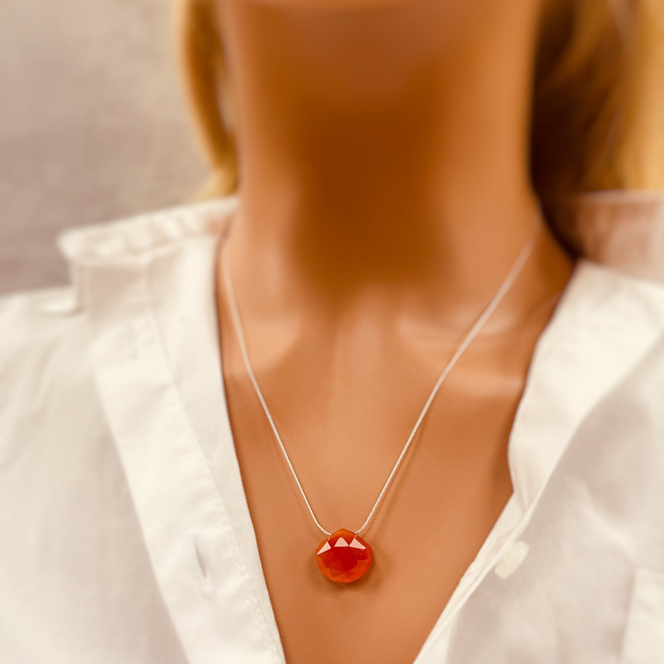 Carnelian Necklace Sterling Silver, 14k gold fill choker
