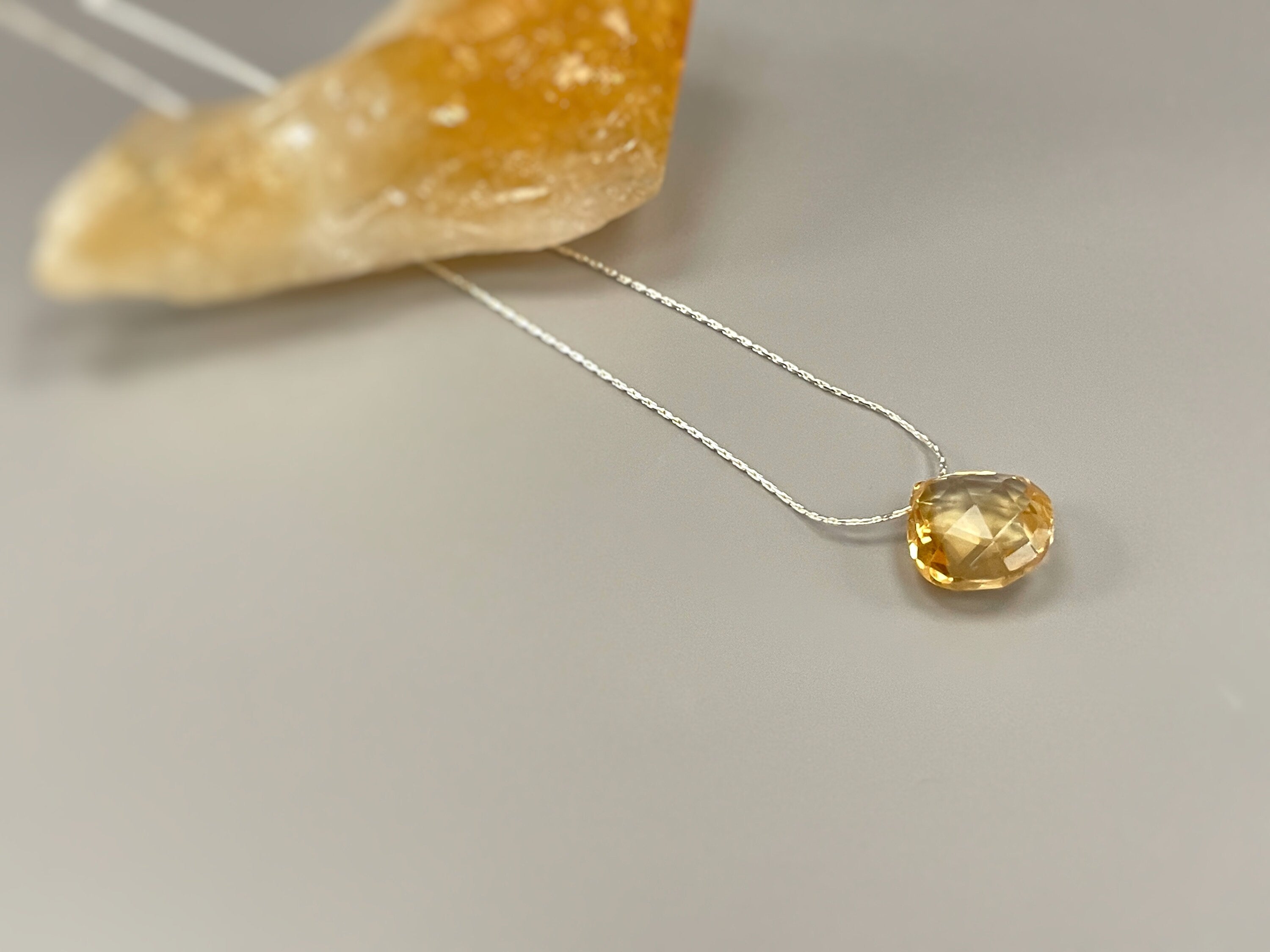 Citrine Necklace Sterling Silver, 14k gold fill Pendant Citrine Choker Handmade Gemstone Jewelry Dainty Minimalist Solitaire necklace