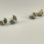 Crescent Moon Labradorite Stud Earrings in Sterling Silver, 14k Gold Fill, or rose gold fill