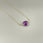 Amethyst Necklace Gold Handmade Dainty Gemstone Pendant Purple Amethyst Jewelry Minimalist round Crystal floating necklace for woman