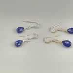 Tiny tear drops Dainty Lapis Lazuli earrings dangle 14k Gold fill, Sterling Silver