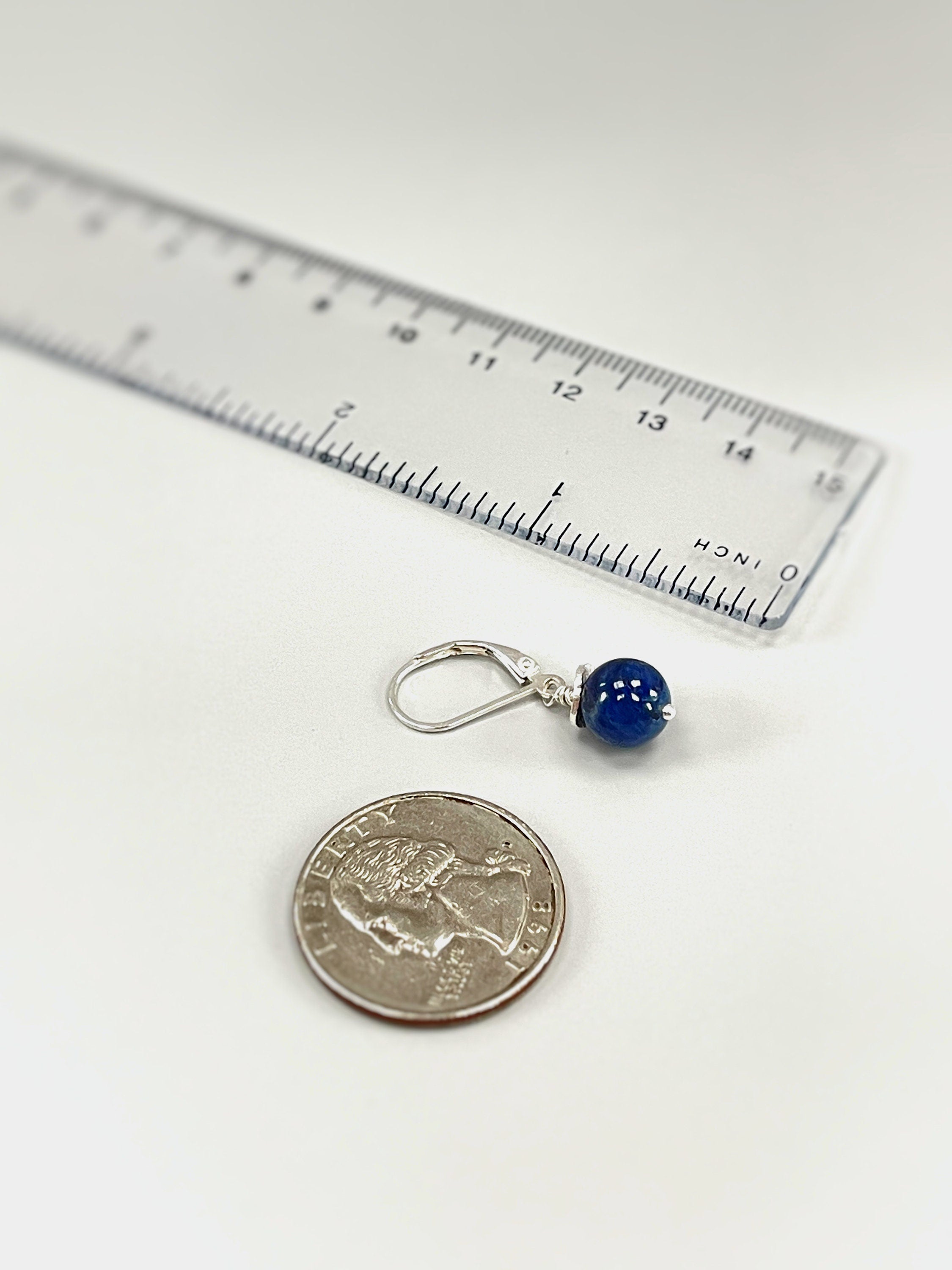 Modern Kyanite Earrings Dangle Sterling Silver Leverback