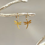 Dragonfly Earrings dangle Rose Gold