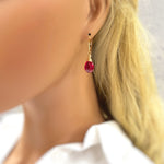 Pink Tourmaline Quartz Earrings Dangle 14k Gold fill, Sterling Silver