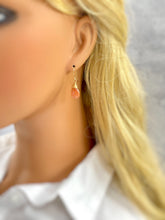 Load image into Gallery viewer, Sunstone Earrings dangle 14k Gold fill, Sterling Silver tear drop lightweight earrings Handmade Oregon Sunstone crystal Jewelry for women