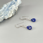 Tiny tear drops Dainty Lapis Lazuli earrings dangle 14k Gold fill, Sterling Silver