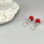 Red Coral Earrings dangle 14k Gold Fill, Sterling Silver winter berry jewelry lever back Dainty Drop handmade modern dangly artisan earrings