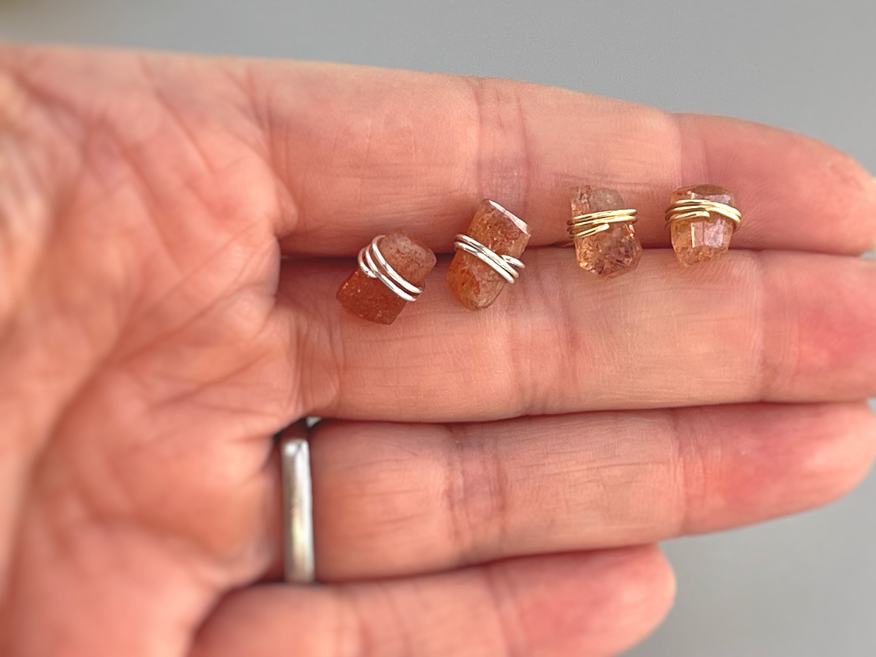 Raw Oregon Sunstone Stud Earrings