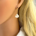 Mother of Pearl Earrings Gold, Silver Iridescent Summer Jewelry for Beach wedding