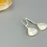 Mother of Pearl Earrings Gold, Silver Iridescent Summer Jewelry for Beach wedding