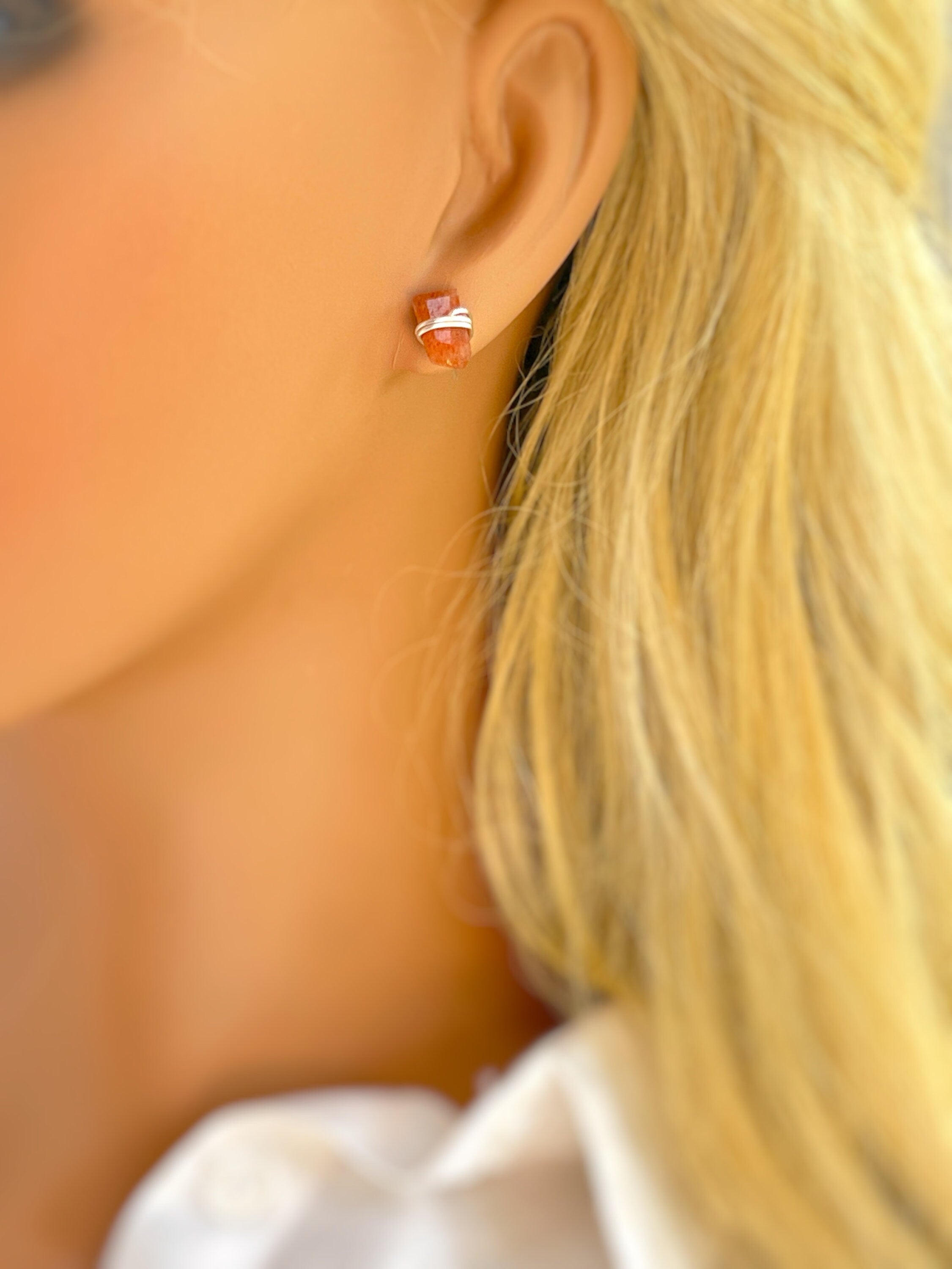 Raw Oregon Sunstone Stud Earrings