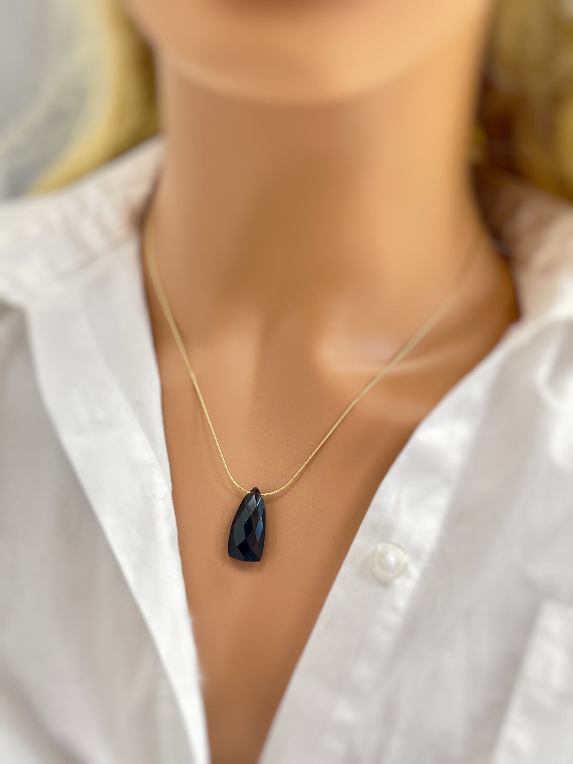 Onyx Necklace Gemstone Solitaire Pendant Necklace