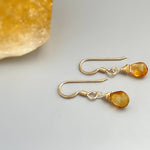 Dainty Black Onyx Earrings dangle Gold