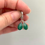 Handmade Sterling Silver Emerald Earrings Dangle