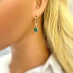 Handmade Sterling Silver Emerald Earrings Dangle