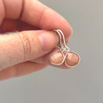 Peach Moonstone Earrings Dangle Sterling Silver Teardrop Leverback Minimalist dangly Drop earrings Handmade Moonstone Jewelry gift for wife