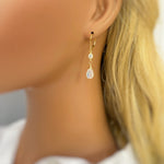 Boho Moonstone and crystal earrings14k gold fill, Silver