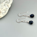 Dainty Black Onyx Earrings dangle Gold