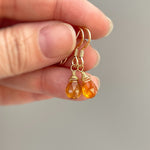 Dainty Citrine earrings dangle tiny teardrop earrings Gold