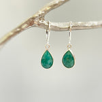 Handmade Sterling Silver Emerald Earrings Dangle