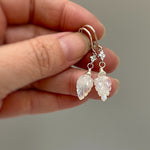 Crystal Leaf Moonstone earrings dangle, Sterling Silver, 14k Gold
