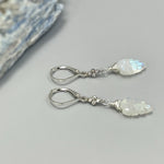Crystal Leaf Moonstone earrings dangle, Sterling Silver, 14k Gold