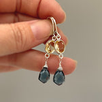 Citrine London Blue Topaz earrings dangle, Sterling Silver