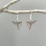 Bird Earrings dangle Sterling Silver Hummingbird Jewelry