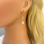 Genuine Opal earrings dangle, 14k Gold, Rose Gold, Sterling Silver with crystals