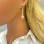 Crystal Leaf Moonstone earrings dangle, Sterling Silver, 14k Gold