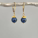 Minimalist Pearl Earrings dangle 14k Gold, Sterling Silver Dainty Drop Earrings