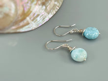 Load image into Gallery viewer, Dainty Larimar Earrings, sterling silver