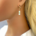 Dainty Larimar Earrings, Gold, Sterling Silver, Rose Gold