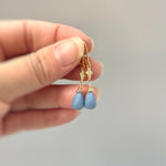 Owyhee Blue Opal earrings dangle with crystals Gold, Rose Gold, Sterling silver