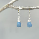Owyhee Blue Opal earrings dangle Sterling Silver Gold, Rose Gold teardrops