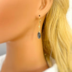Moss Kyanite earrings dangle, Gold, Sterling Silver Crystal boho jewelry