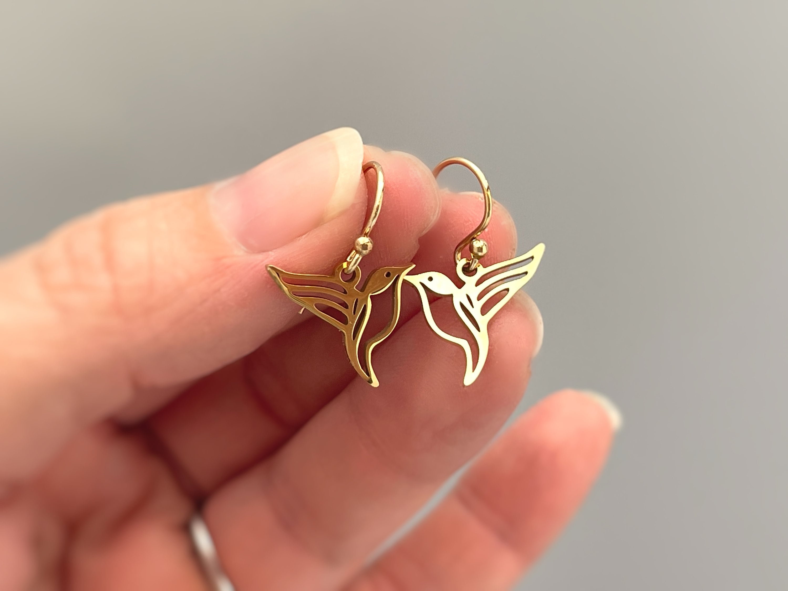 Bird Earrings dangle Sterling Silver Hummingbird Jewelry
