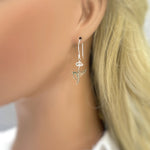 Bird Earrings dangle 14k gold, sterling silver Herkimer Diamond hummingbird Jewelry