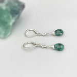 Dainty Emerald earrings dangle, Sterling Silver