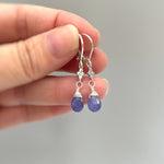 Tanzanite earrings dangle Sterling Silver, Rose Gold, 14k Gold, dangly boho dainty Purple crystal jewelry for women, December gift for wife